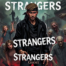 Create a novel cover titled 'Strangers' based on a zombie apocalypse