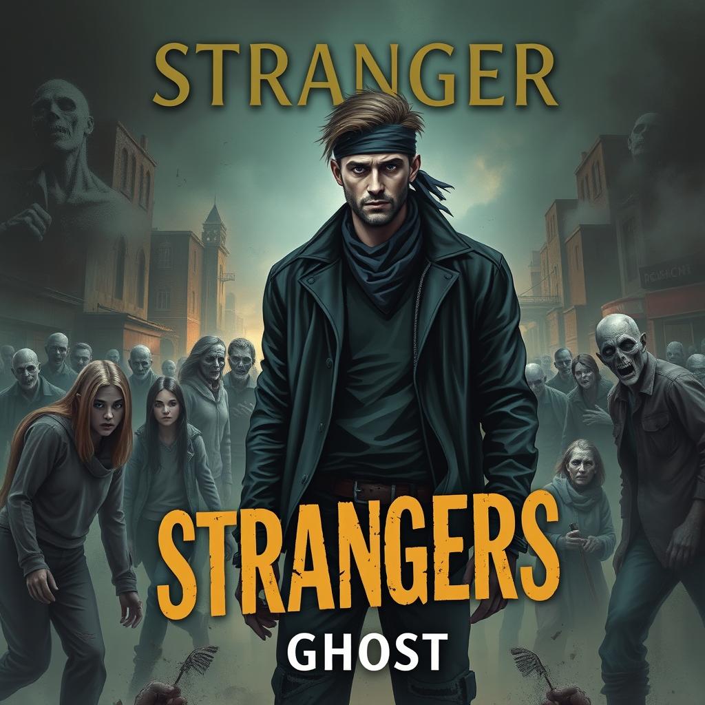 Create a novel cover titled 'Strangers' based on a zombie apocalypse