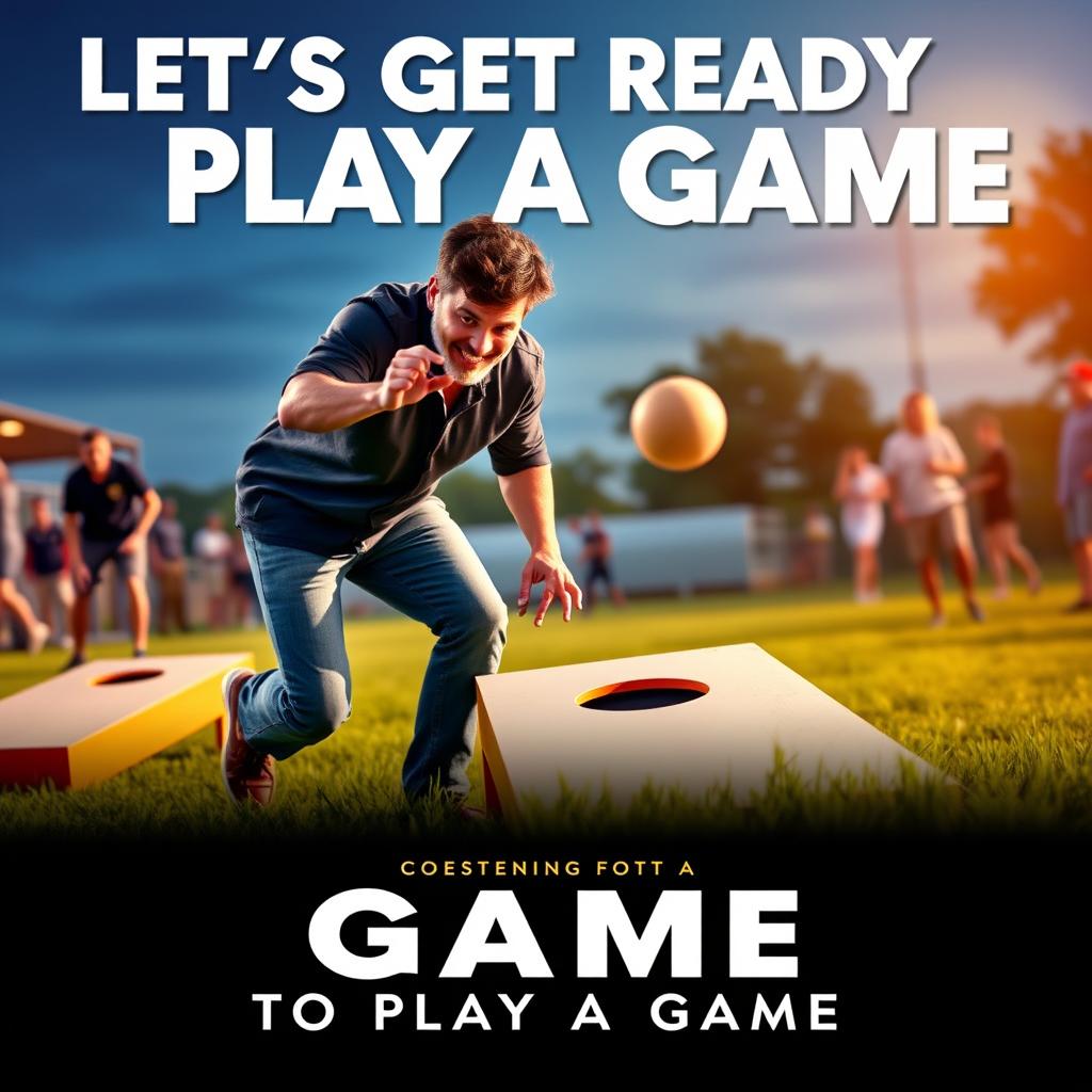 Create a movie poster advertising a film called "Let's Get Ready to Play a Game"