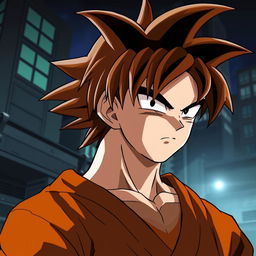 Create an image of Goku from Dragon Ball Z in the animation style of Death Note