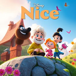 Create a Disney Pixar-style movie poster titled 'Nice'