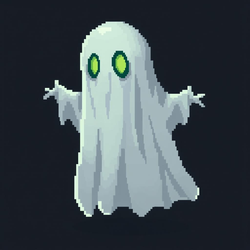 A spooky ghost rendered in 16x16 pixel art style