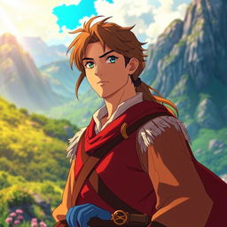 A detailed anime-style depiction of John Smith from Pocahontas, inspired by the works of Makoto Shinkai