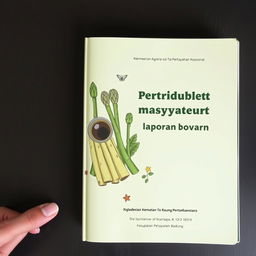 Desain cover buku untuk laporan kegiatan pemberdayaan masyarakat oleh program Kementerian Agraria dan Tata Ruang Badan Pertanahan Nasional