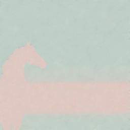 An elegant minimalist design featuring a silhouette of a horse against a subtle, dreamy pastel colored background