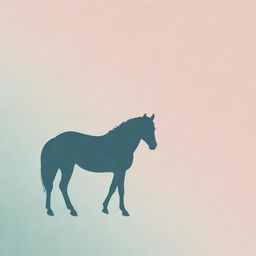 An elegant minimalist design featuring a silhouette of a horse against a subtle, dreamy pastel colored background