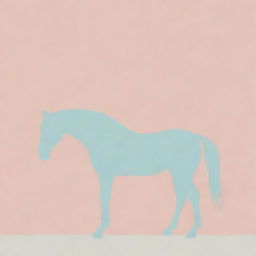 A minimalist design featuring a sharply defined silhouette of a horse, set against a subtly detailed, dreamy, pastel-colored backdrop