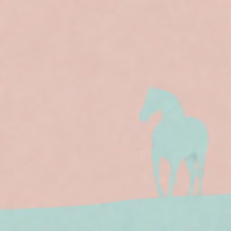 A minimalist design featuring a sharply defined silhouette of a horse, set against a subtly detailed, dreamy, pastel-colored backdrop