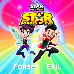 A vibrant and dynamic poster featuring characters from Star vs the Forces of Evil