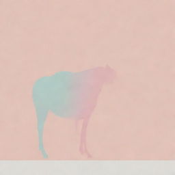 A minimalist design featuring a sharply defined silhouette of a horse, set against a subtly detailed, dreamy, pastel-colored backdrop