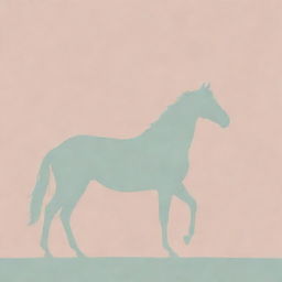 A minimalist design featuring a sharply defined silhouette of a horse, set against a subtly detailed, dreamy, pastly-colored backdrop