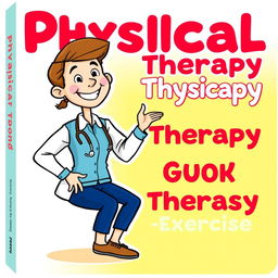 A cartoon-style book cover for a physical therapy guide