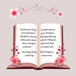 Create a book page design featuring the quote: 'Cintai orang yang bisa membuatmu bahagia