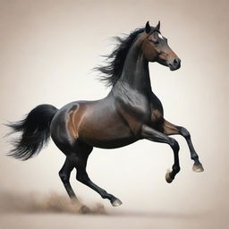 A simple yet powerful design showcasing a horse with a clear silhouette, gracefully running in a dream-like background, imbuing it with a sense of motion