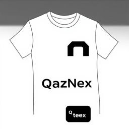 A T-shirt design featuring a small letter 'Q' on the left at chest level and the inscription 'QazNex' below it