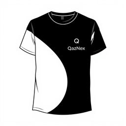 A T-shirt design featuring a small letter 'Q' on the left at chest level and the inscription 'QazNex' below it