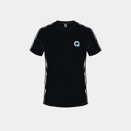 A T-shirt design featuring a small letter Q and the inscription 'QazNex' at chest level on the left