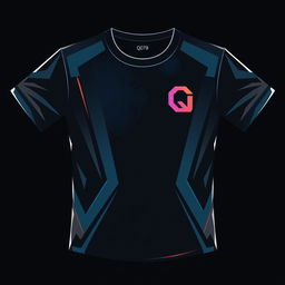 A T-shirt design featuring a small letter Q and the inscription 'QazNex' at chest level on the left