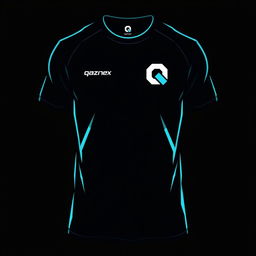 A T-shirt design featuring a small letter Q and the inscription 'QazNex' at chest level on the left