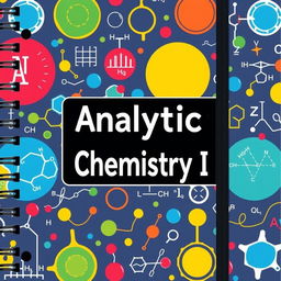 A colorful notebook cover with the theme 'Analytical Chemistry I' prominently displayed