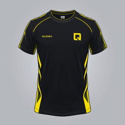 A T-shirt design featuring a small letter Q and the inscription 'QazNex' at chest level on the left