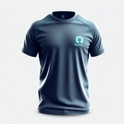 A T-shirt design featuring a small letter Q and the inscription 'QazNex' at chest level on the left