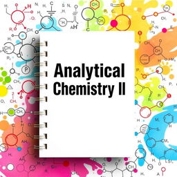 A colorful notebook cover with a white background and the theme 'Analytical Chemistry I' prominently displayed