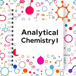 A colorful notebook cover with a white background and the theme 'Analytical Chemistry I' prominently displayed