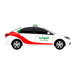 Create a white taxi with a mix of three colors: red, green, and black