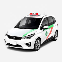 Create a modern white taxi car with a sleek design