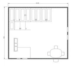 Create a detailed floor plan of a kitchen, including cabinets, countertops, appliances, sink, and dining area