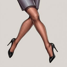 A detailed illustration of a woman wearing stylish pantyhose, showcasing the texture and design