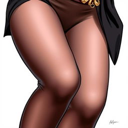 A detailed illustration of a woman wearing stylish pantyhose, showcasing the texture and design