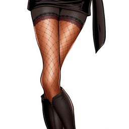 A detailed illustration of a woman wearing stylish pantyhose, showcasing the texture and design