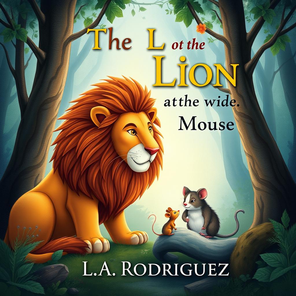 Create a captivating book cover for 'The Lion and the Wise Mouse' by L