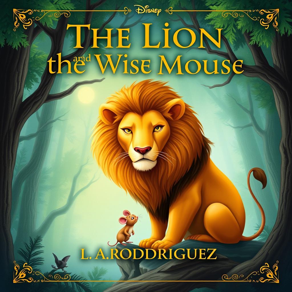 Create a captivating book cover for 'The Lion and the Wise Mouse' by L