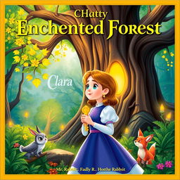 Create a vibrant book cover featuring the Enchanted Forest