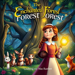 Create a vibrant book cover featuring the Enchanted Forest