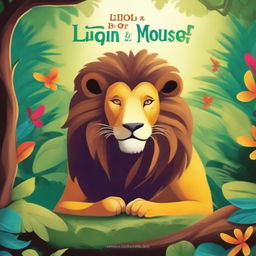 Create a captivating book cover design for the title 'The Lion and The Wise Mouse' by L