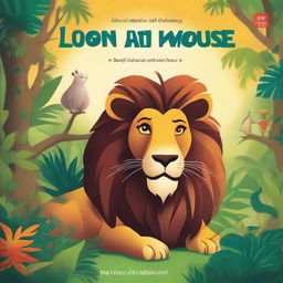 Create a captivating book cover design for the title 'The Lion and The Wise Mouse' by L