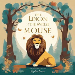 Design a captivating book cover for 'The Lion and the Wise Mouse' by L