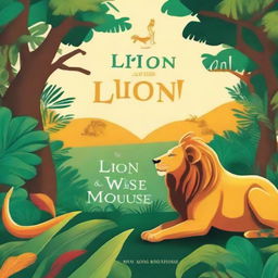 Create a captivating book cover design for 'The Lion and The Wise Mouse' by L