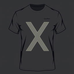 A T-shirt design featuring the letters Q and X connected into one symbol, along with the inscription 'QazNex' at chest level on the left