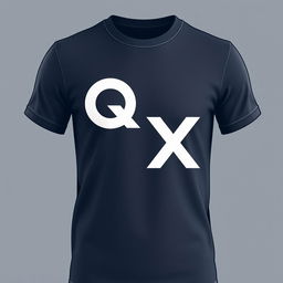 A T-shirt design featuring the letters Q and X connected into one symbol, along with the inscription 'QazNex' at chest level on the left