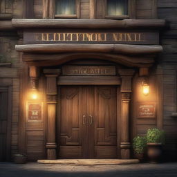 A mysterious tavern with an ever-changing exterior, blending elements of both grand, ornate architecture and rustic, weathered wood, with a faintly glowing sign above the door that reads 'The Shifting Veil