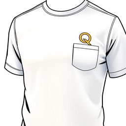 A T-shirt design featuring the letter Q connected into one symbol on the left chest level