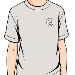 A T-shirt design featuring small letters Q connected into one symbol on the left chest level