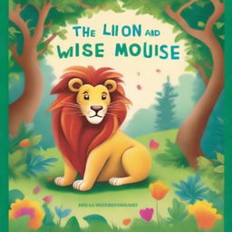 A children's book cover illustration for 'The Lion and The Wise Mouse' by L