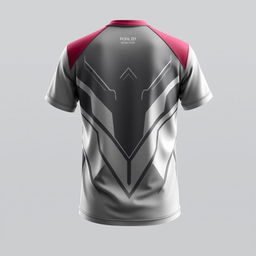 A T-shirt design in a cyber sports style with minimalistic patterns on the back