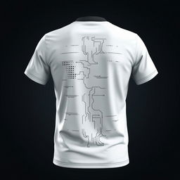 A T-shirt design with minimalistic patterns on the back, inspired by programming themes